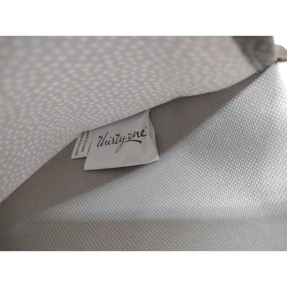 Thirty One Brown Canvas Polka Dot Hanging Wall Organizer 6 Pouches Classroom - Picture 9 of 10